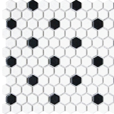 Roca CC Mosaics White and Black Hexagon Matte